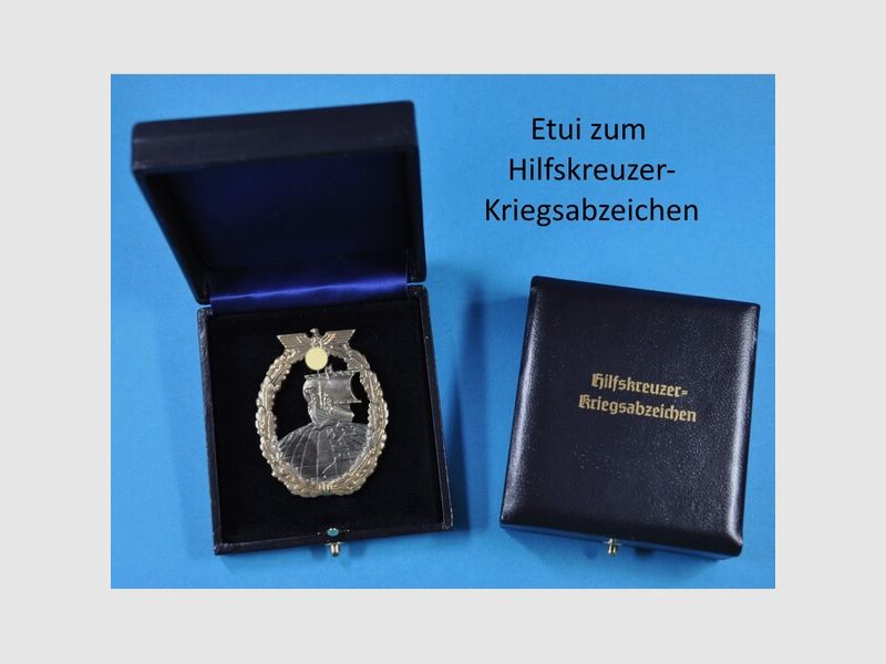 Etui zum Hilfskreuzer-Kriegsabzeichen mit waagerechter Nadel Repro !!!