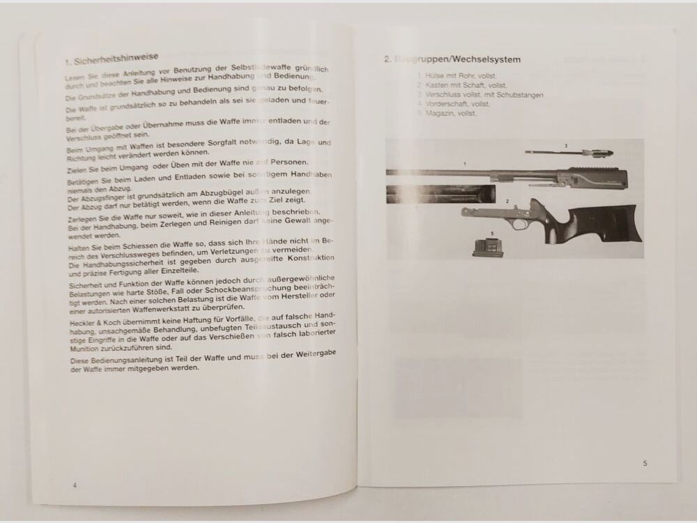 Heckler&Koch manual de instrucciones Heckler & Koch HK SLB2000, alemán e inglés