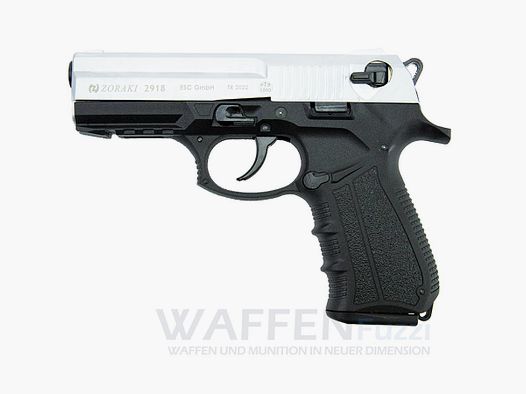 Zoraki 2918 blank firing pistol matte chrome caliber 9mm P.A.K.