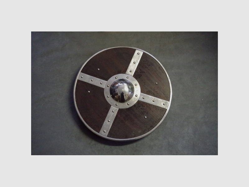 Schaukampf Schild rund mit Metall Beschlägen Mittelalter, LARP, Festivals