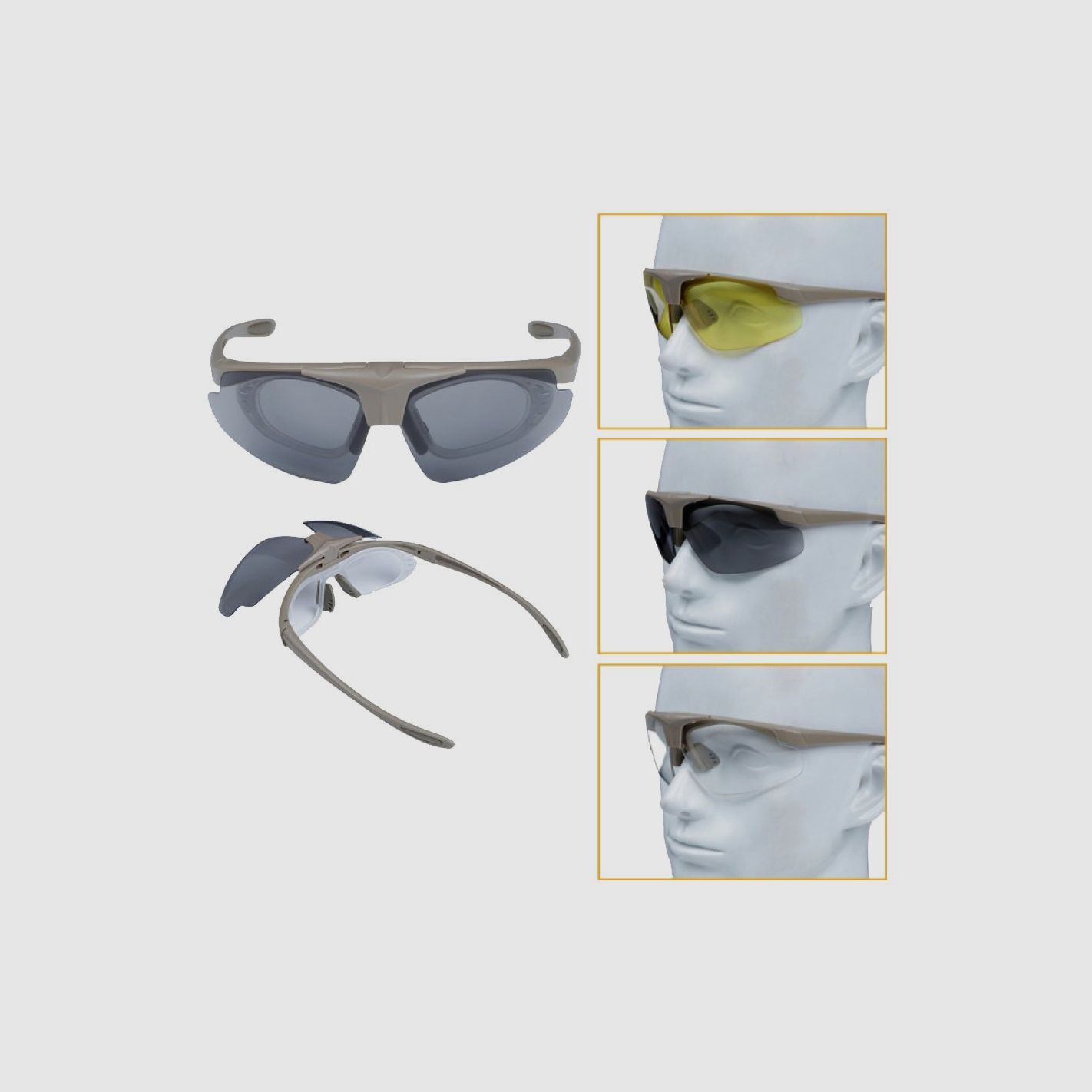Okulary strzeleckie lub airsoftowe Wosport tan, zdjęcie 3 z 3