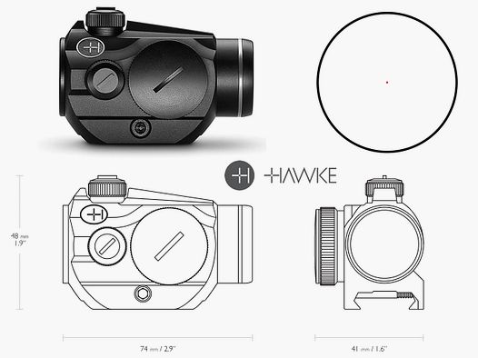 Red Dot Rotpunktvisier Leuchtpunktvisier Hawke Vantage 1x20, fĂĽr Weaver-, Picatinny-Schiene