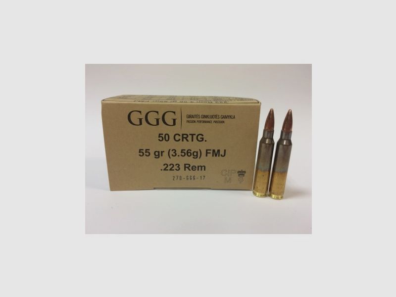 223 REM/5,56x45 GGG FMJ 55 gr 3,6 g (50), Bild 1 von 2