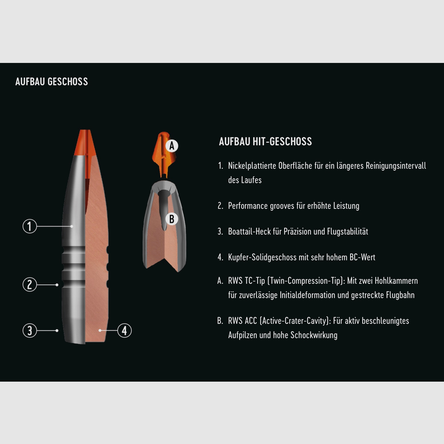 RWS 2318845 cartridges .308 Win. HIT 10.7g 165grs. Lead-free
