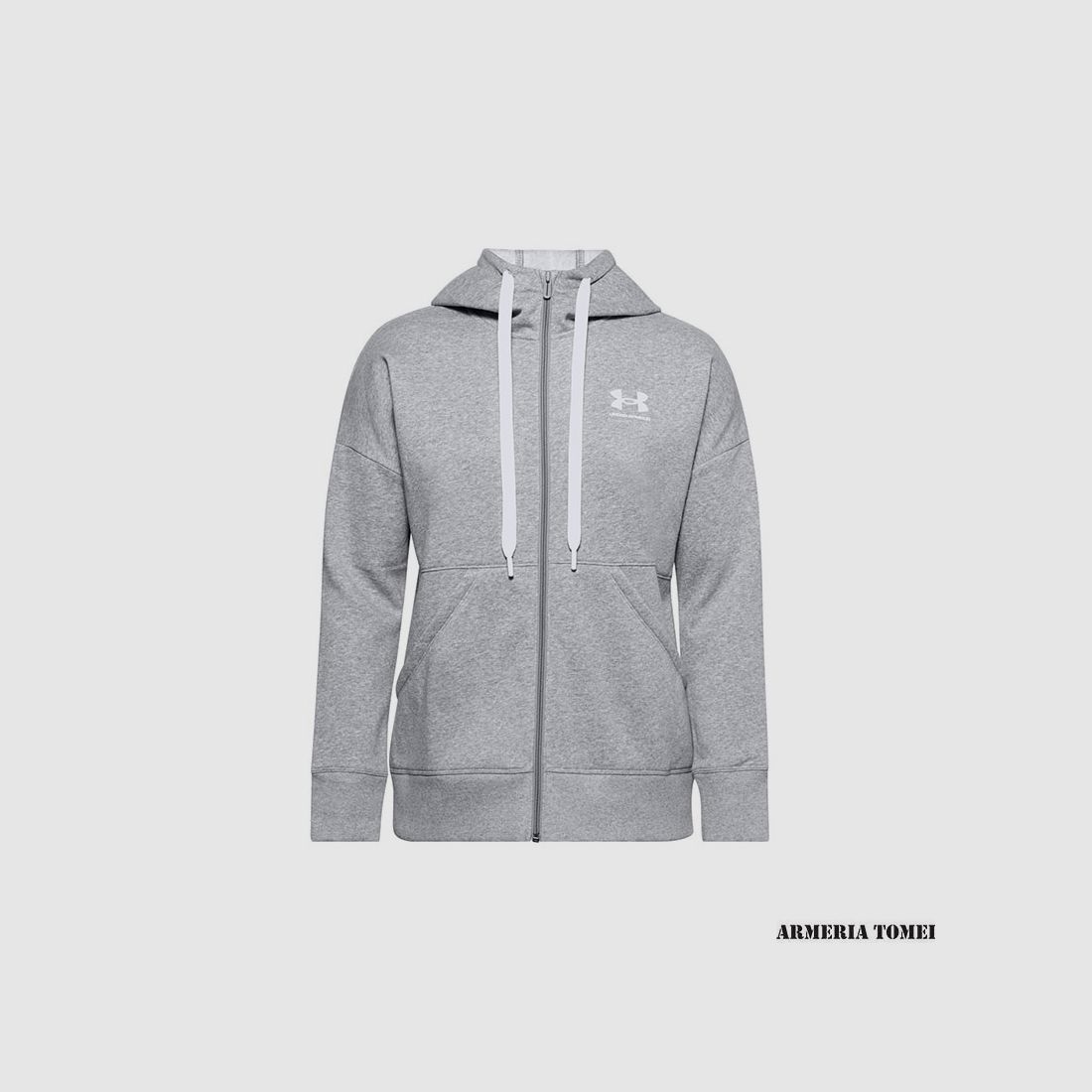 UNDER ARMOUR – DAMY – BLUZA Z KAPTUREM RIVAL FLEECE FULL ZIP HO Steel Medium Heather / White – 035, zdjęcie 1 z 4