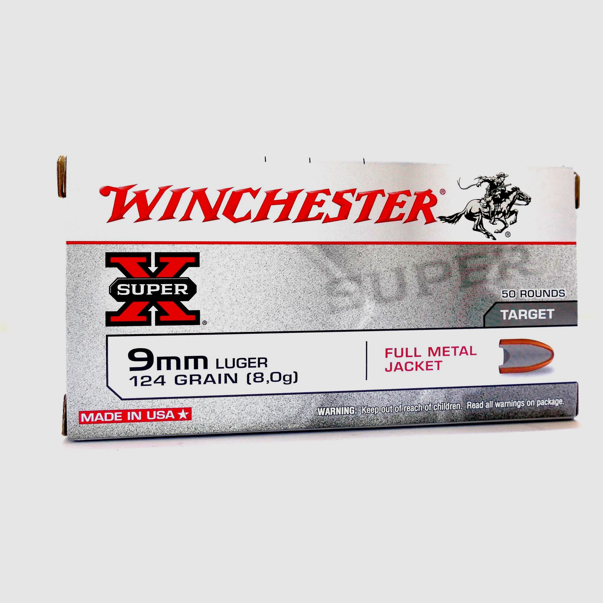 Winchester 9mm Luger 8,0g/124gr cartuchos de pistola