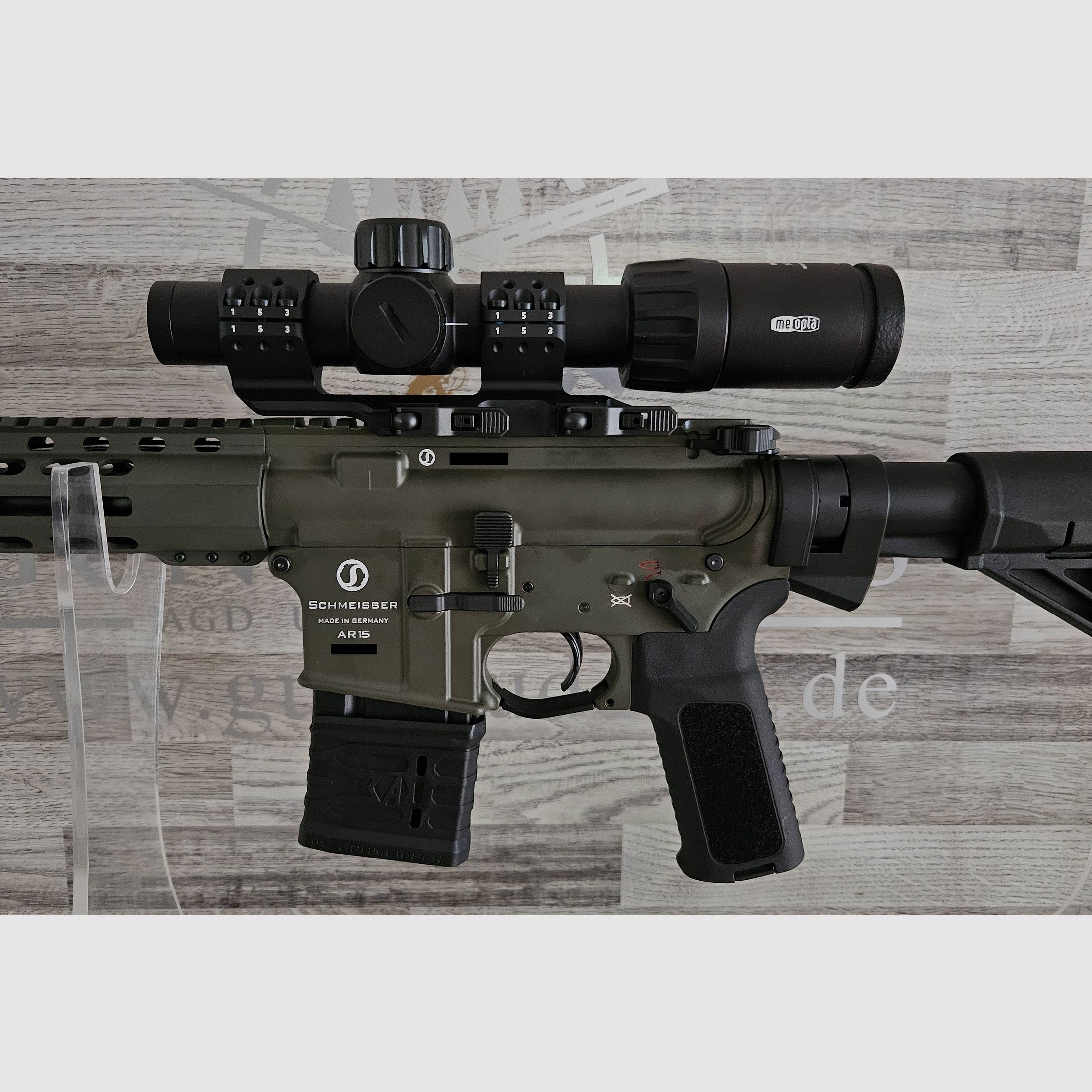 Nowy towar z handlu specjalistycznego - Schmeisser AR15 S4F OD Green 10,5" .223Rem - Zestaw z tłumikiem + lunetą