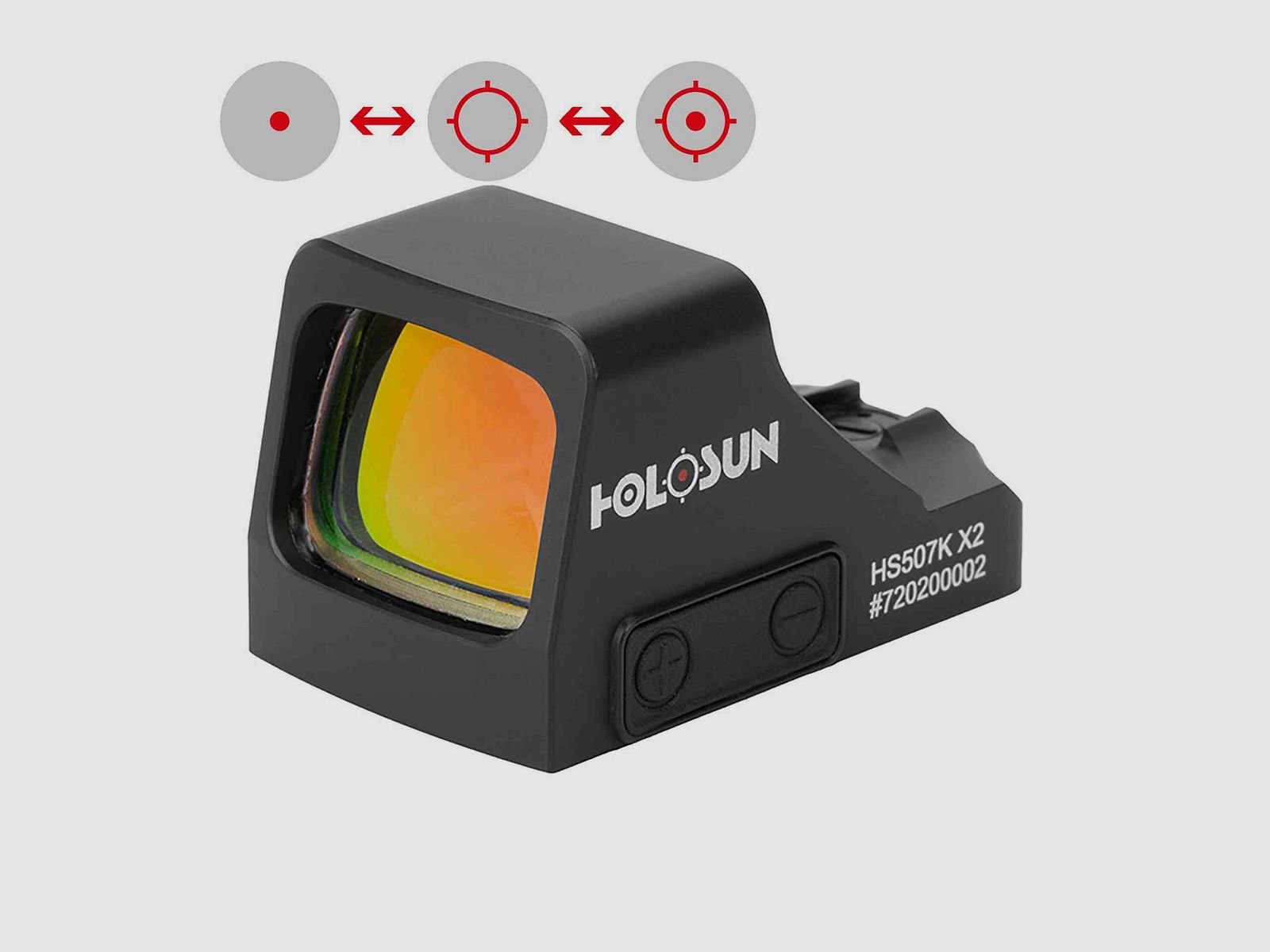 HOLOSUN HS507K-X2 Offenes Reflex Rotpunktvisier + wechselbarem 2MOA Punkt, 32MOA Kreis Absehen