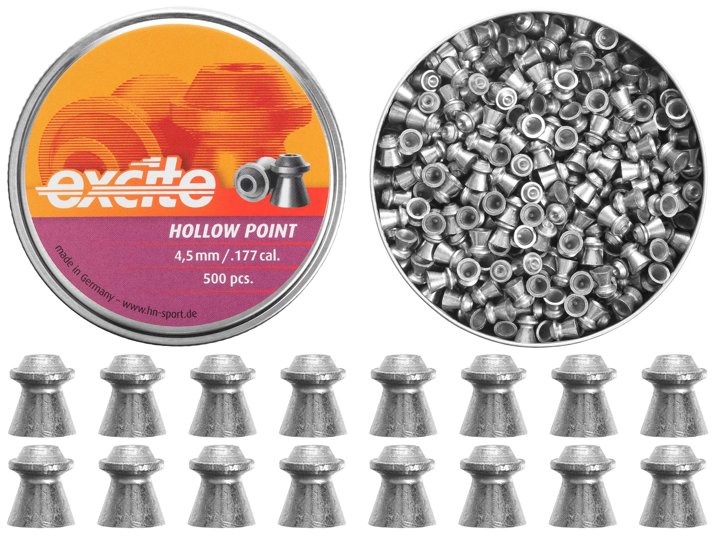 Śrut 4,5 mm Diabolo H&N Excite Hollow Point 500 szt. półokrągły (92054500006), zdjęcie 4 z 8