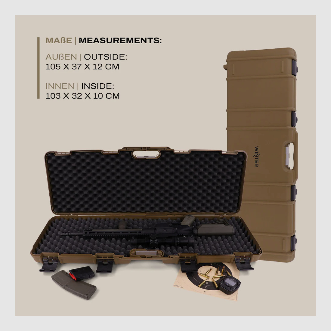 Funda para Rifle Winter W10 103 cm – estuche rígido robusto para armas largas