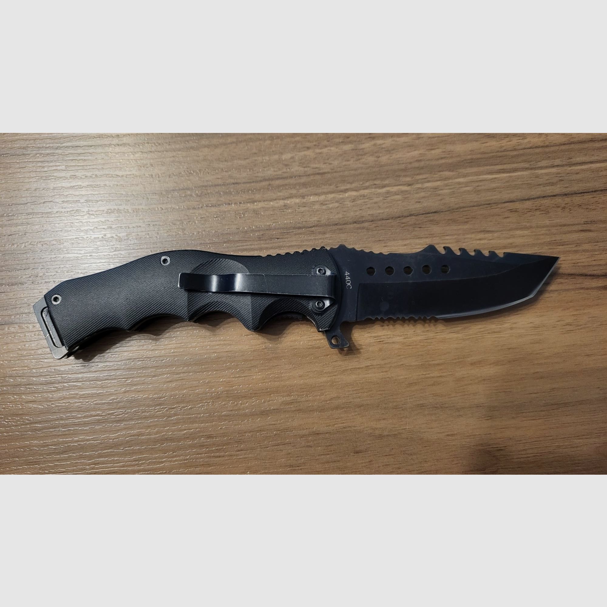 Wolfgangs Outdoor-Klappmesser 440C – Einhandmesser mit Glasbrecher & Gürtelclip