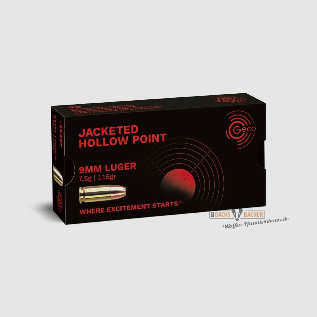 GECO 9 mm Luger JHP Jacketed Hollow Point 7,5g/115gr 50 Schuß
