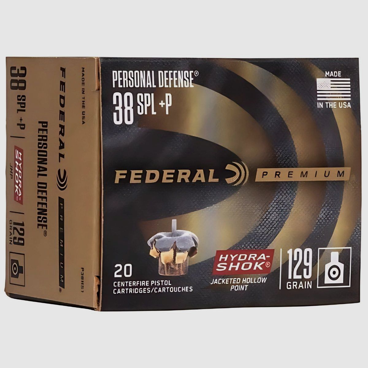 .38 Spec. +P Federal JHP Hydra Shok Premium 129gr/8,4gr, image 1 sur 2
