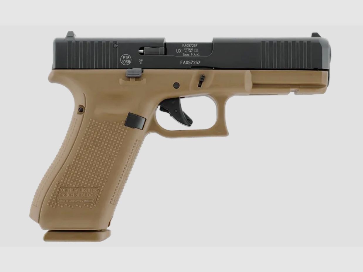Umarex 311.02.04 GLOCK 17 Gen5 9 mm P.A.K., Coyote Schreckschusswaffe Pyro