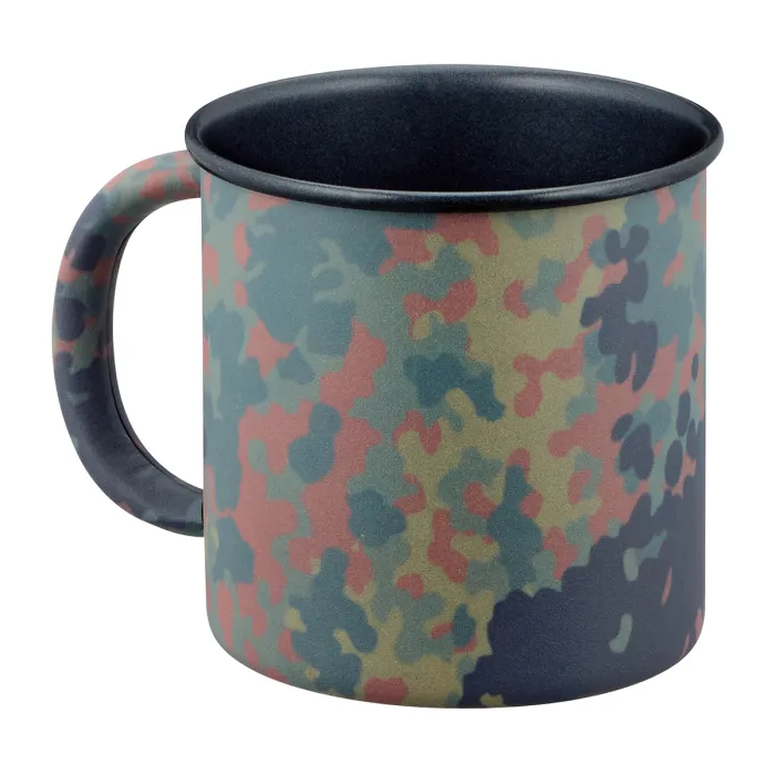 Feldbecher / Feldtasse 300 ml aus Metall mit Teflonbeschichtung - Flecktarn matt -