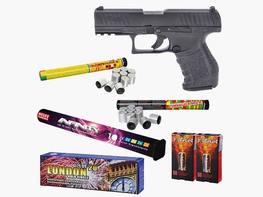 Fireworks New Year's Package Walther PPQ M2 Blank Firing Pistol 9 mm P.A.K. sc...