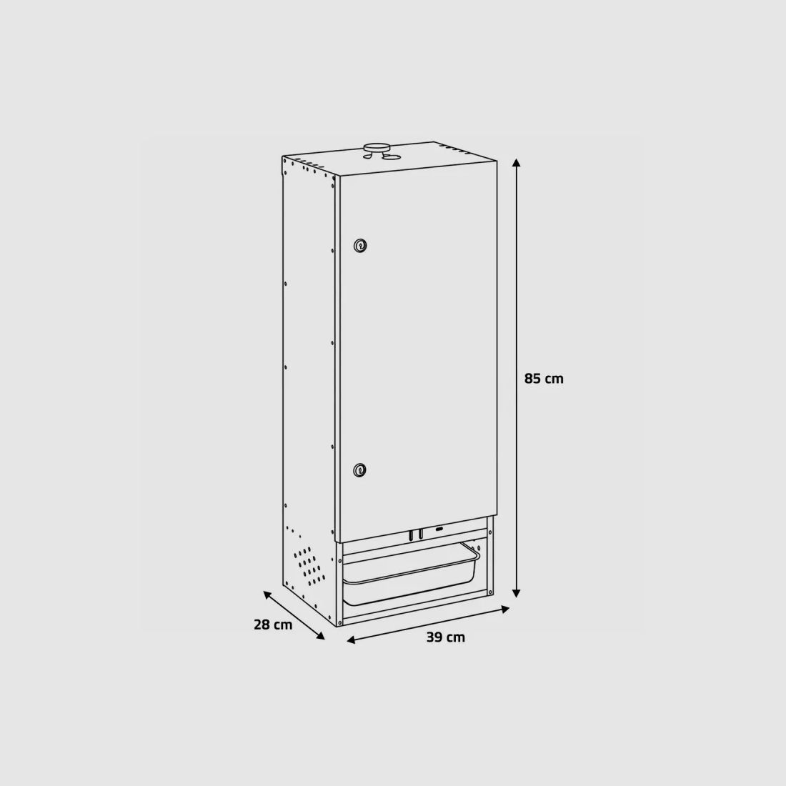 Peetz Fumoir 630015 aus aluminisiertem Stahl 85 cm mit Tür, Bild 2 von 7