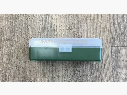 Fritzmann Munitionsbox für 50 Patronen .9mm Grün/Klar aus Kunststoff mit Scharniere