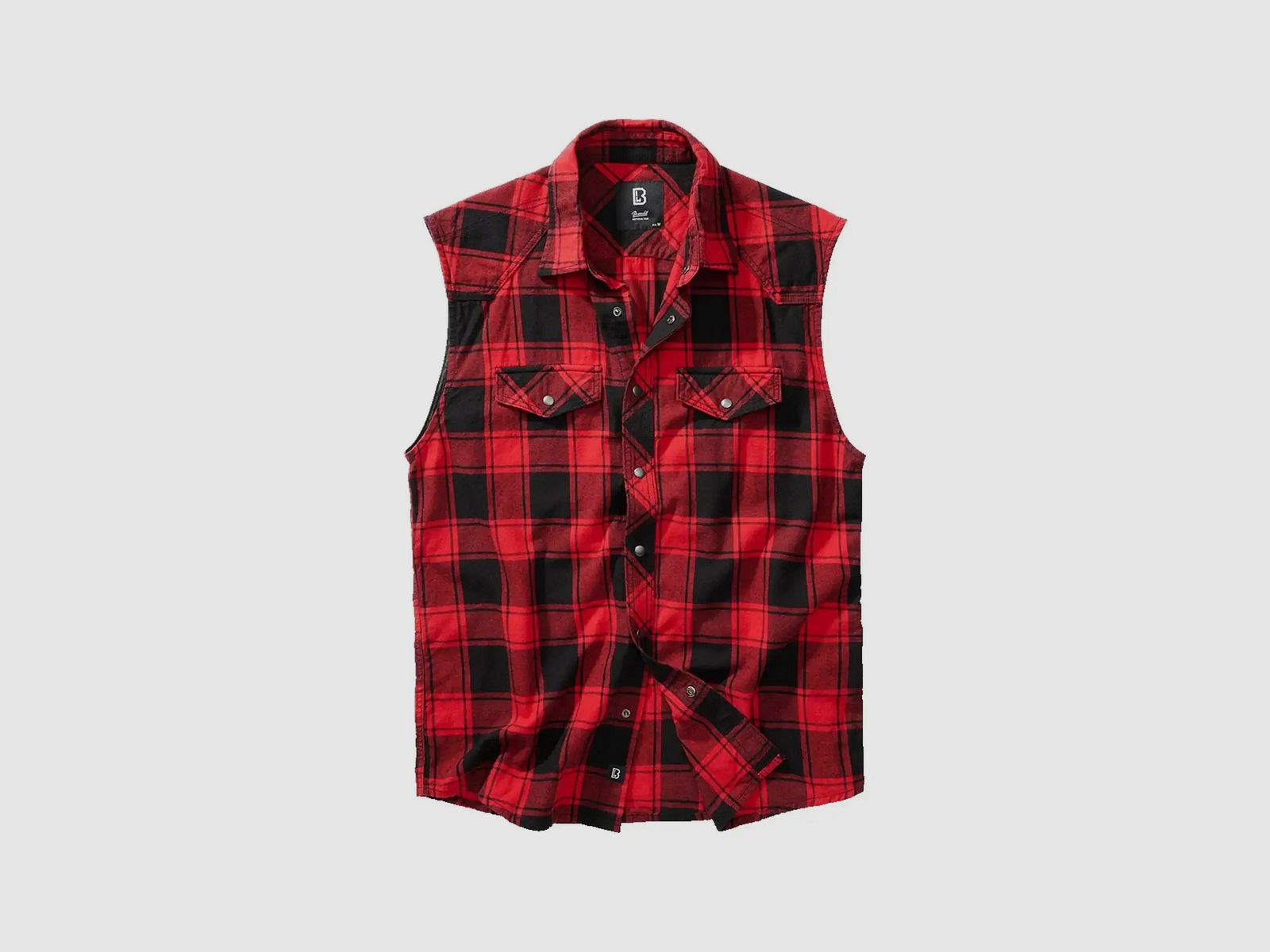 Brandit Camisa a Cuadros Sin Mangas - Blanco Negro / S Hombres