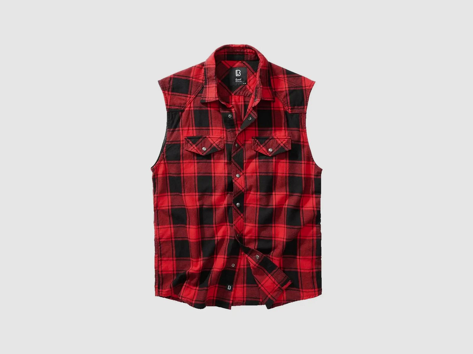 Brandit Check Shirt Sleeveless - Black Grey / S Men