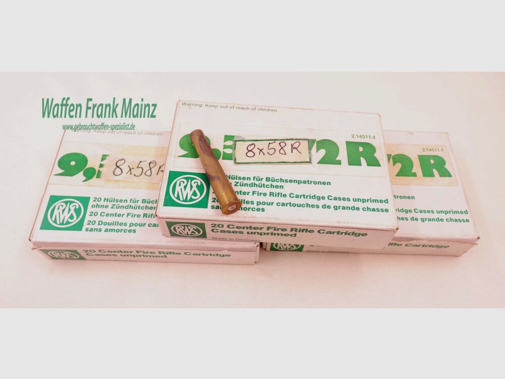 RWS (WZd.Fa.Rottweil) Confezione di bossoli per armi lunghe 8x58 R