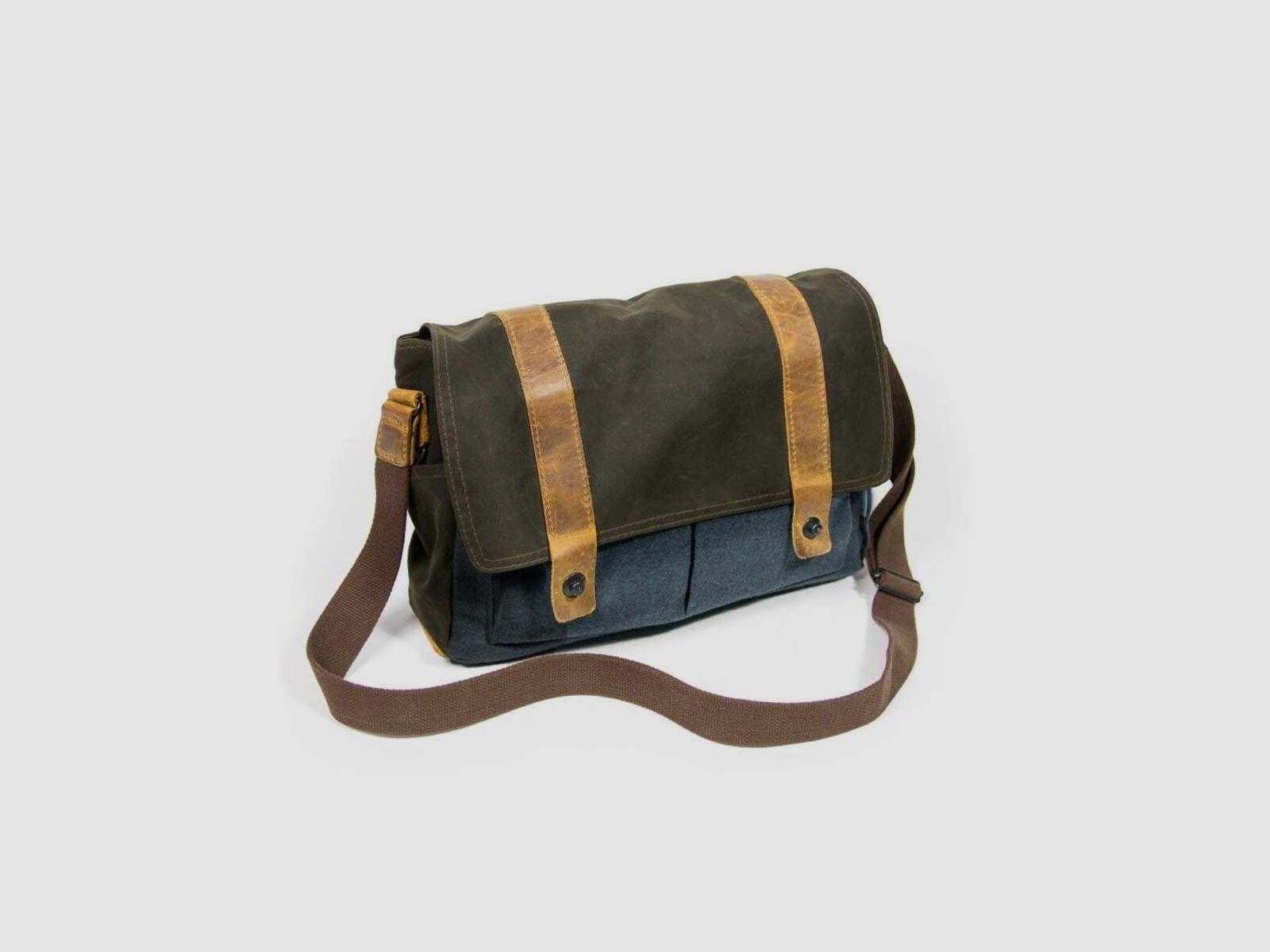 STEINKAUZ Waxcotton/Loden-Tasche „Landeck“, Petrol/Wax-Oliv, Bild 1 von 3