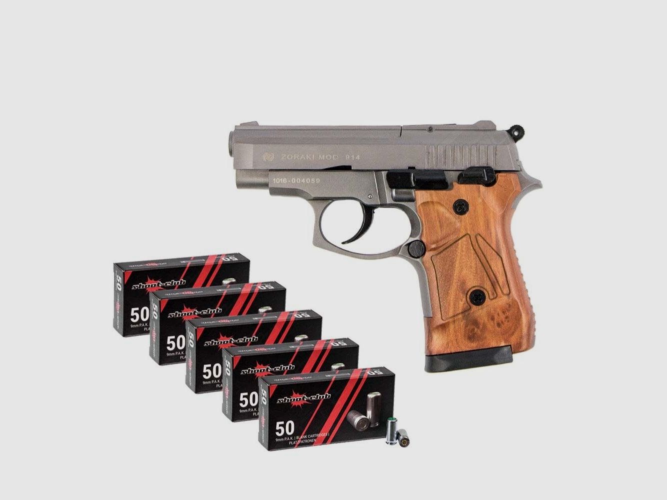 Zoraki 914-P pistolet à blanc Titan-bois ensemble de cartouches à blanc