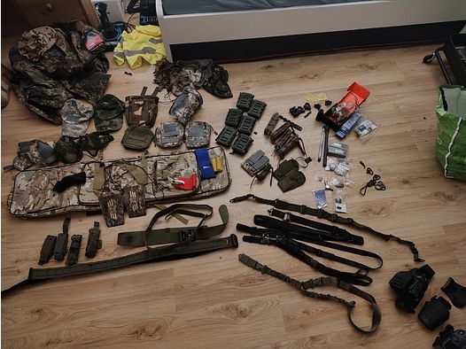 Duży zestaw sprzętu, techniki i akcesoriów Airsoft