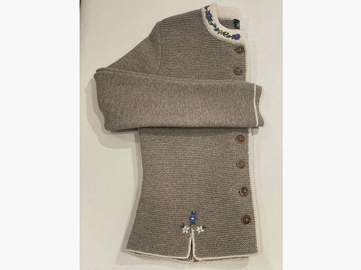 Damen Strickjacke aus Merinowolle in Beige mit Blumen