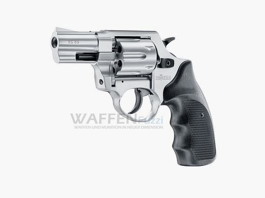 Röhm RG89 blank firing gun aluminum look chrome with combat grip panels
