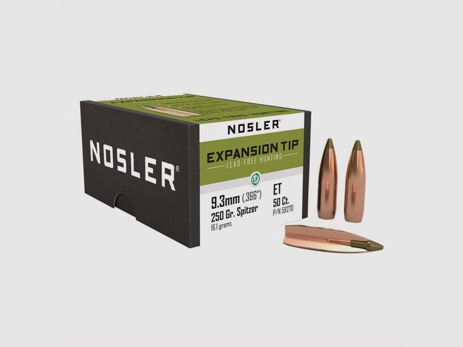 NOSLER 9,3MM (0,366″) 250GR E-TIP BLEIFREI SPITZER 50/BOX, Bild 2 von 2