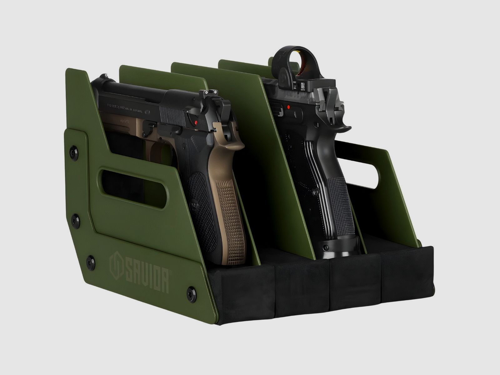 Savior - Przenośny Stojak Na Pistolety - 4 Szt. - Mobile Pistol Storage Rack - OD Green - RK-HAND-XFOUR-OG