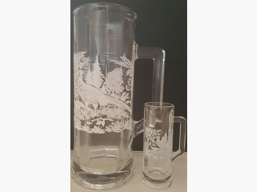 Glasseidel mit Stamper, Motiv Fasan