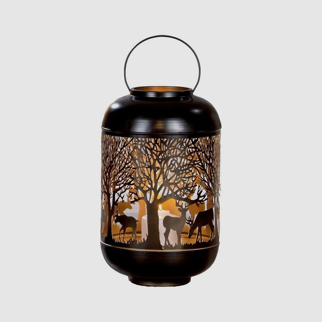 Gilde lantern silhouette deer motif metal