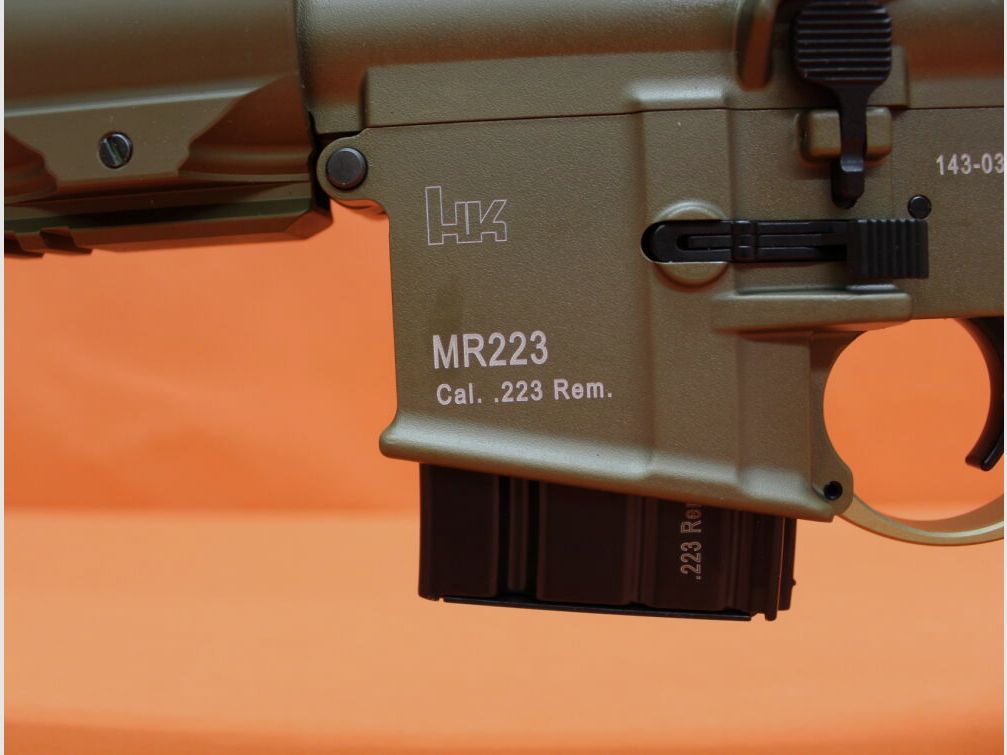 Heckler&Koch Ha.Büchse .223Rem Heckler&Koch/H&K MR223 A3 11" Lauf RAL8000 HKey, Gas-Piston-System AR-15/HK416