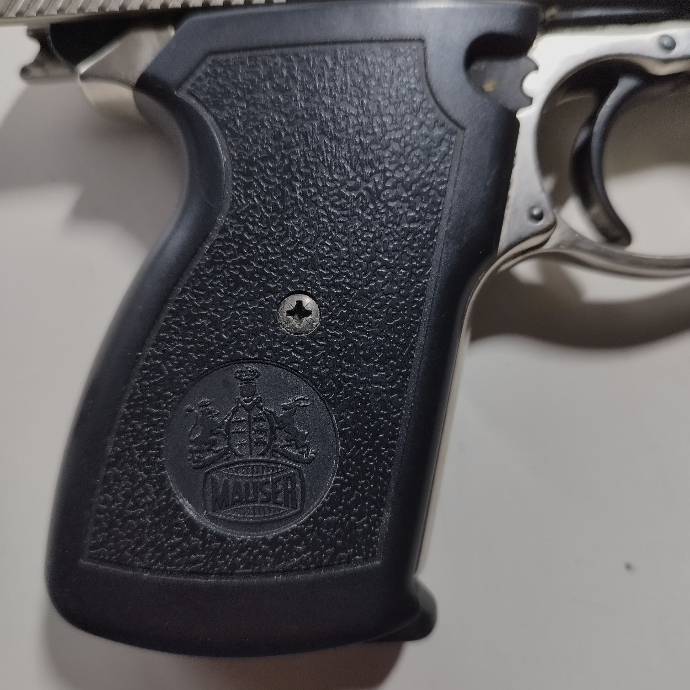 Mauser blank firing pistol HSc Mod. 90 nickel-plated caliber 9 mm P.A.K. Rare PTB