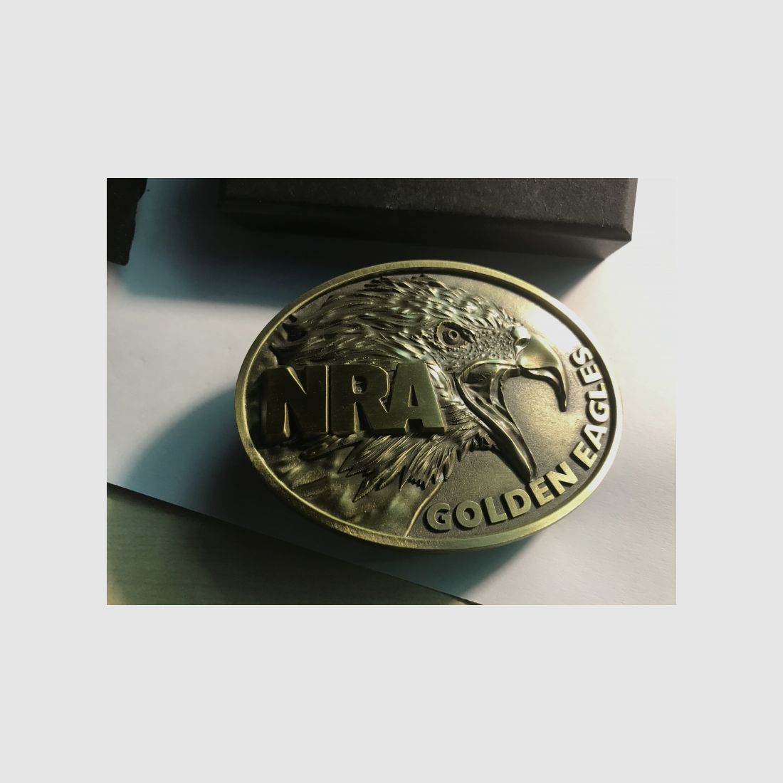 National Rifle Association, NRA, Golden Eagles Gürtelschnalle, mit box