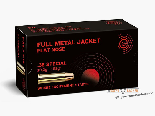 GECO .38 Special FMJ Full Metal Jacket Flat Nose 10,2g/158gr 50 strzałów