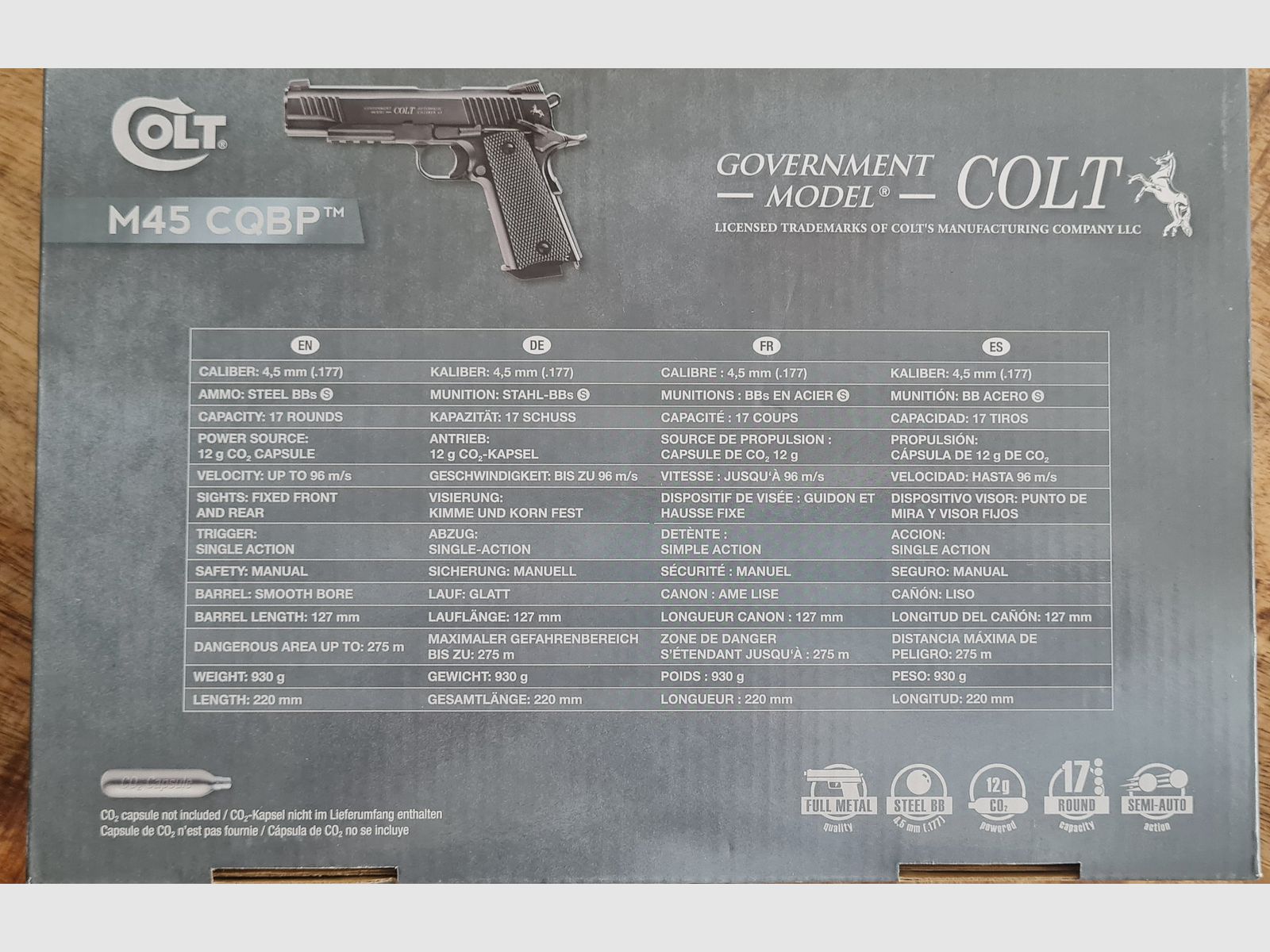 Umarex Colt M45 CQBP Cal. 4.5mm BB, BlowBack, FullMetal + Extras