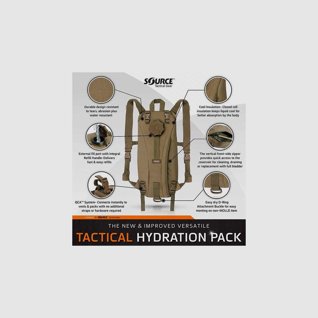 Taktischer Trinkrucksack TACTICAL 2L, black, Bild 4 von 10