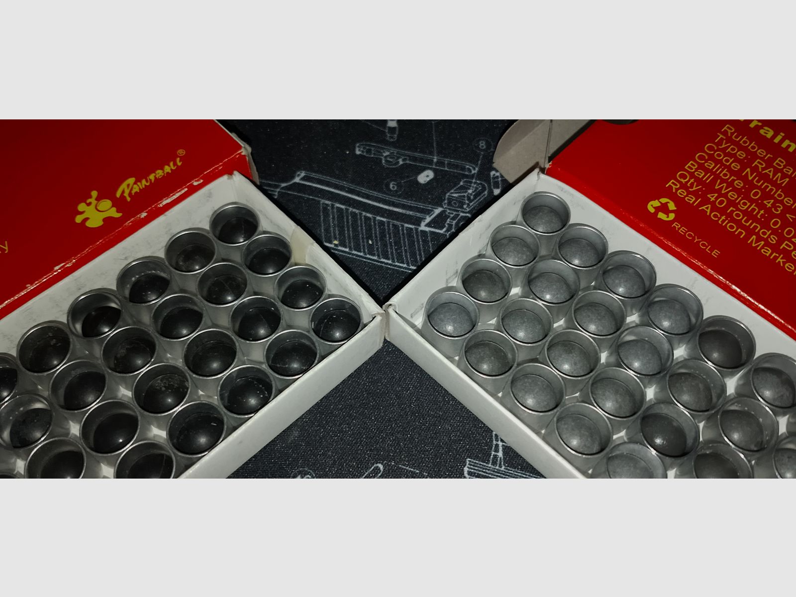 Umarex shd-8+ma .43 40 x Rubberballs + 40 x Polyballs für RAM mit Hülsen Auswurfhülsen R-Serie