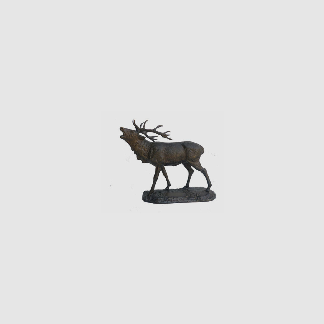Lovergreen Bronzestatue Motiv röhrender Hirsch auf einer Wiese mittel