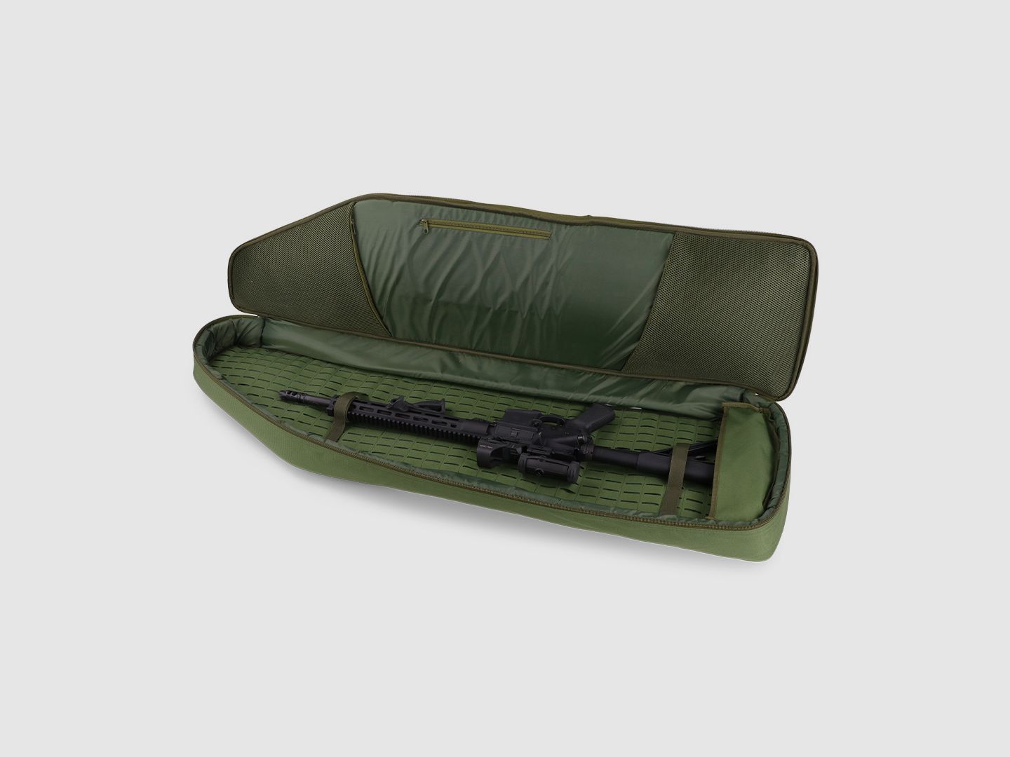 Housse d'arme d'hiver Olympic 130 cm – Laser-Cut MOLLE, Shockcord, système de transport de sac à dos, nylon 1000D (Forest)