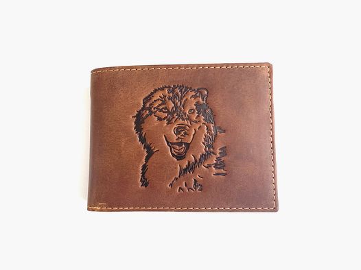 Greenburry Leder Geldbörse braun Vintage Animal Wolf Collection 1705-Wulf