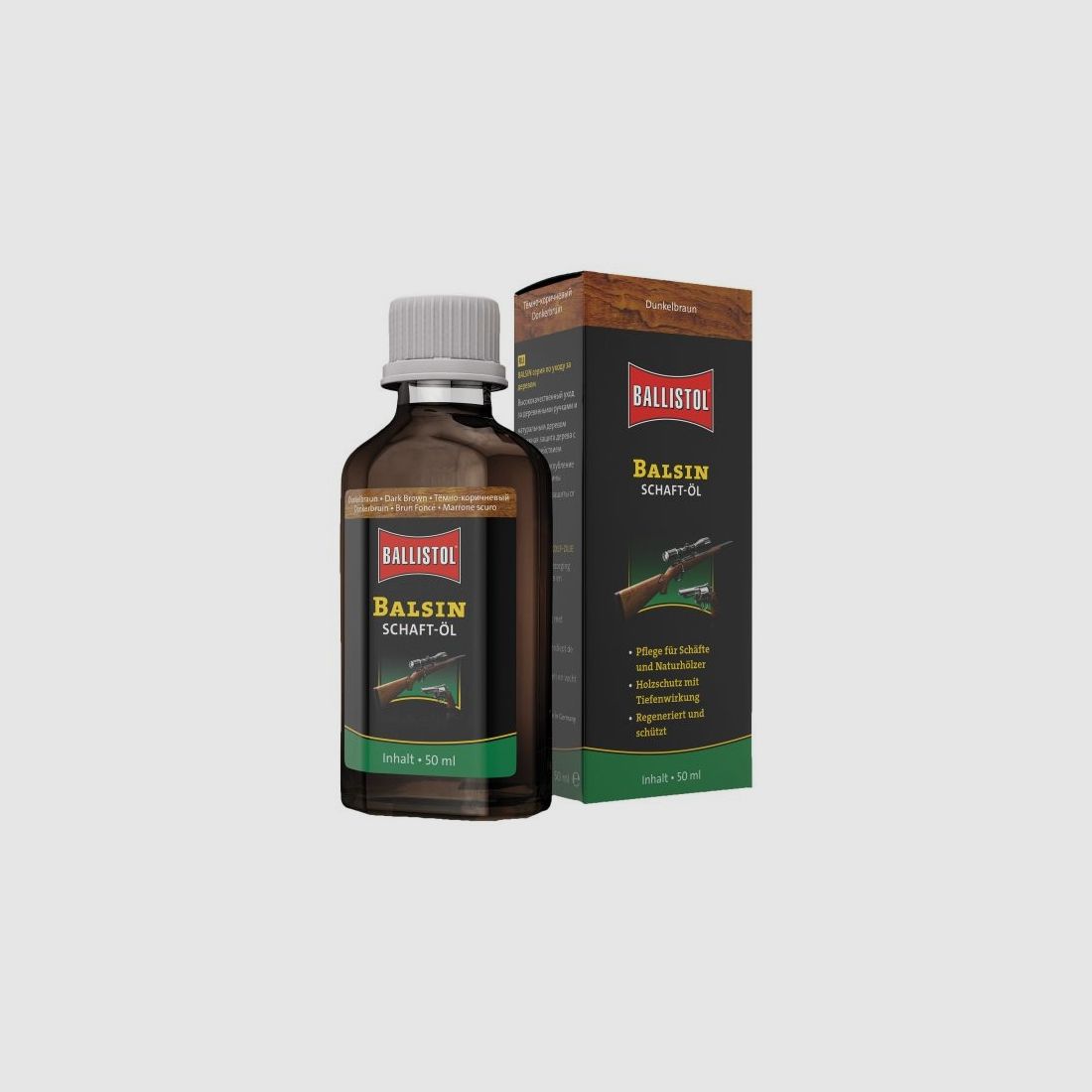 BALLISTOL BALSIN FÜR SCHÄFTE UND GRIPPS BRAUN DUNKEL 50 ML, Bild 2 von 2