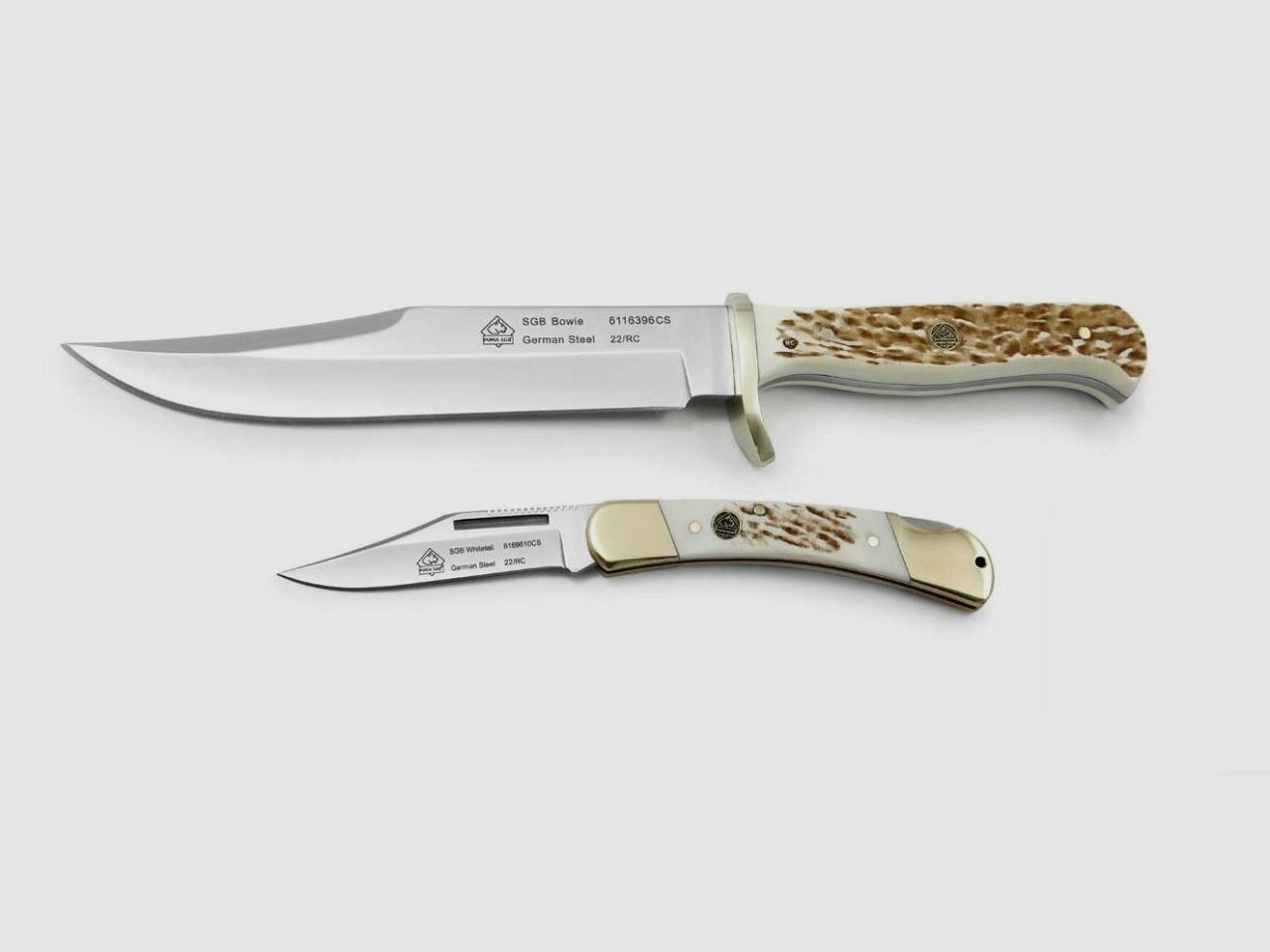 PUMA - Ensemble de couteaux SGB Bowie / Whitetail, POM Commando Stag