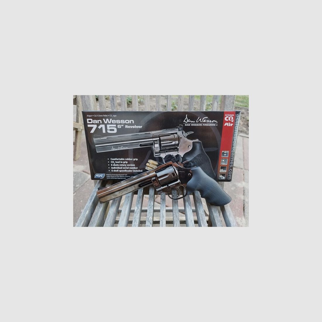 ASG Dan Wesson 715 CO2 Revolver 6 Zoll Kal. 4,5mm Diabolo stahlgrau