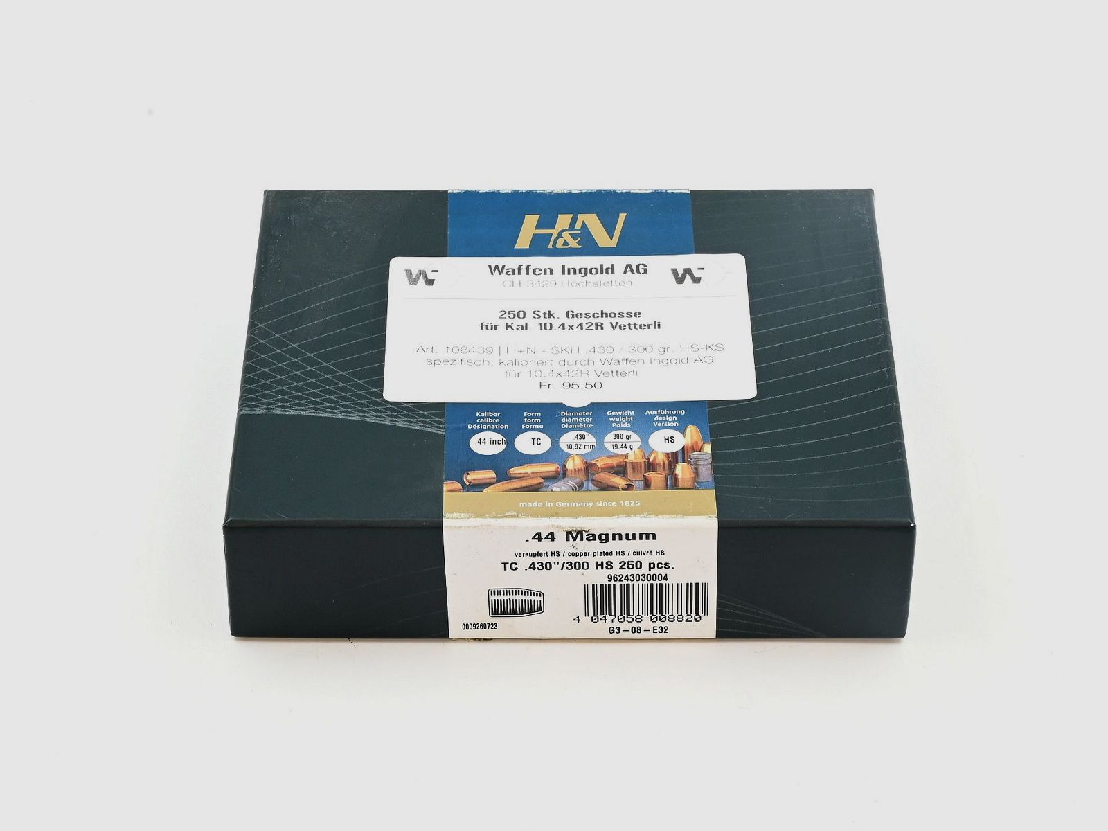 Pistolen/Revolvergeschosse, H+N-SKH .430 HS-KS, 300gr, 250 Stk, 10.4mm