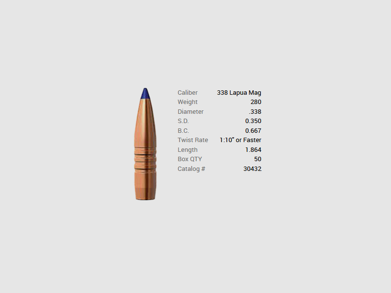 Barnes Geschoss .338 Lapua/.338 280GR Long-Range X BT 50 Stück, Bild 1 von 2
