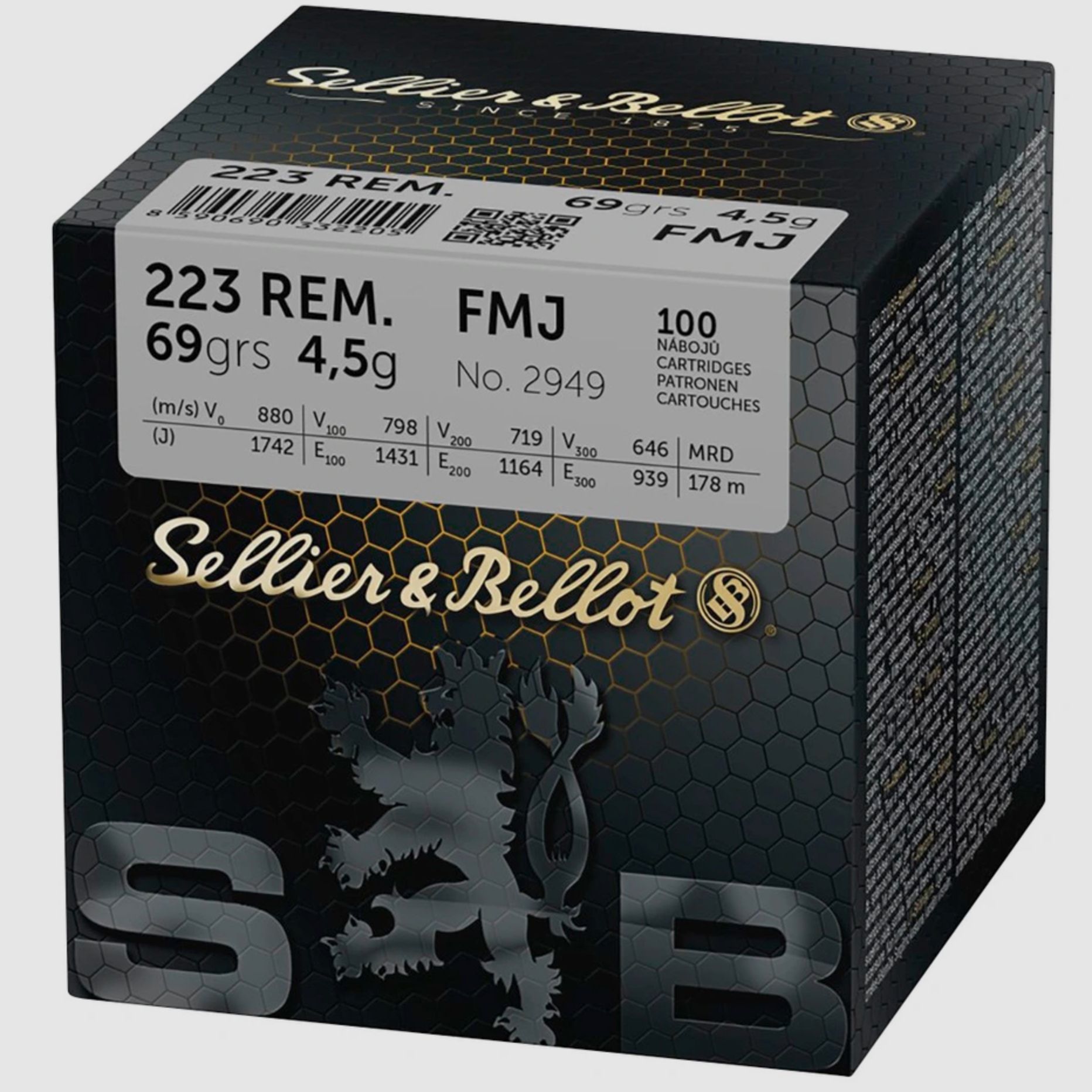 Sellier & Bellot 2010788 .223 Rem. Vollmantel 4,5g 69grs. 100 Stck Büchsenpatronen
